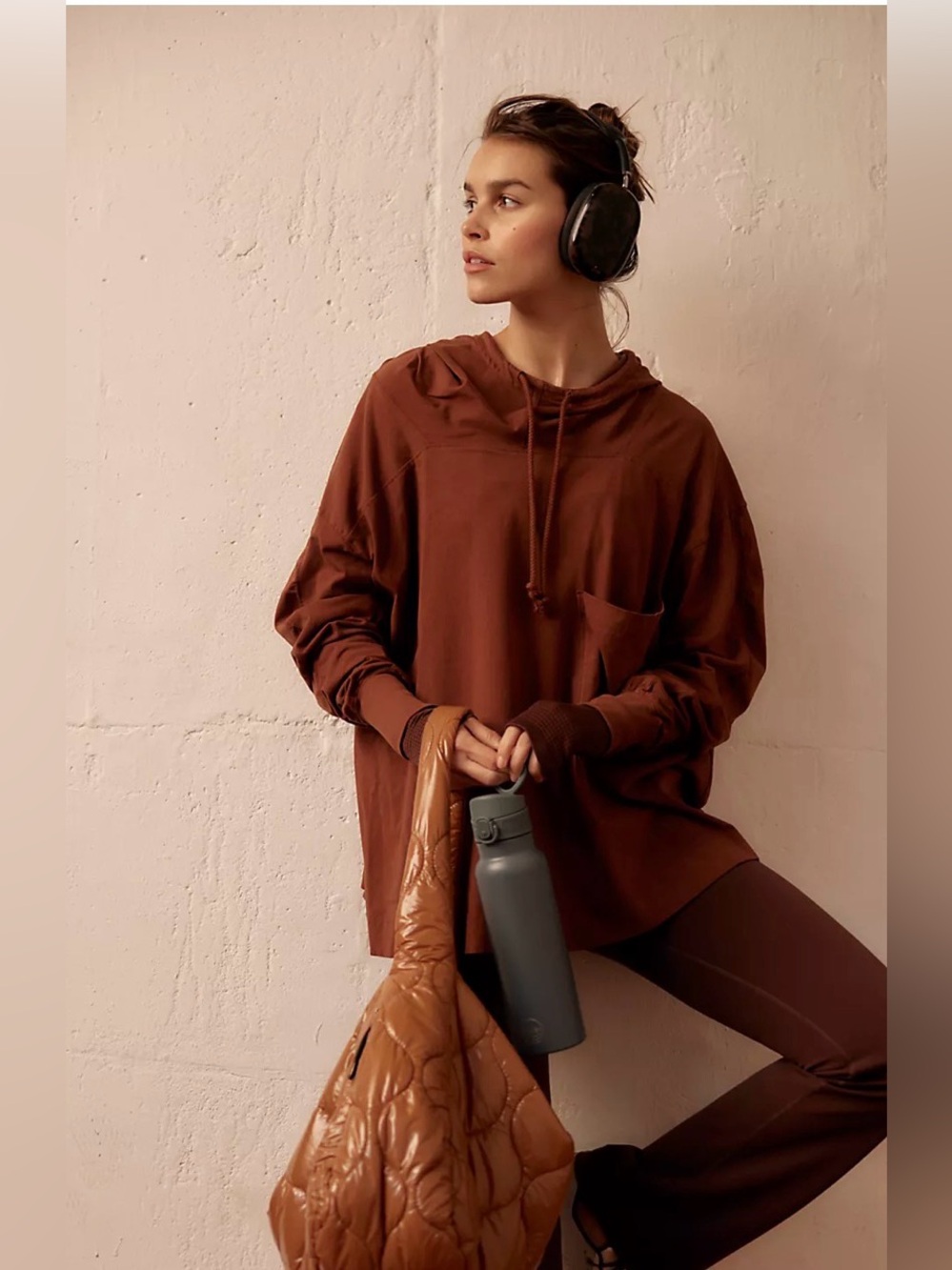 Free People Pocket Hoodie Top - Brown
